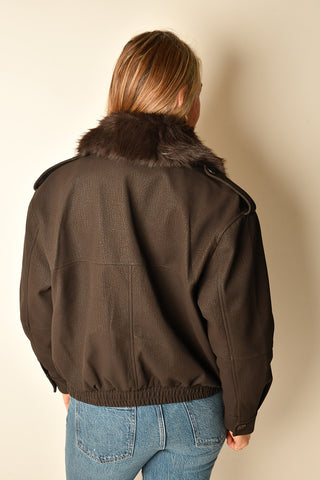 MIKAYA REMOVABLE FAUX FUR COLLAR JACKET