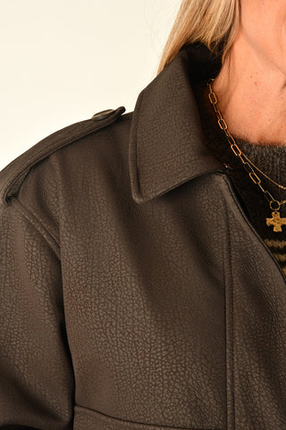 MIKAYA REMOVABLE FAUX FUR COLLAR JACKET