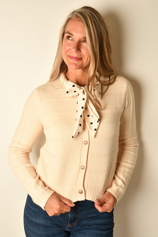 POLKA DOT NECKTIE CARDIGAN
