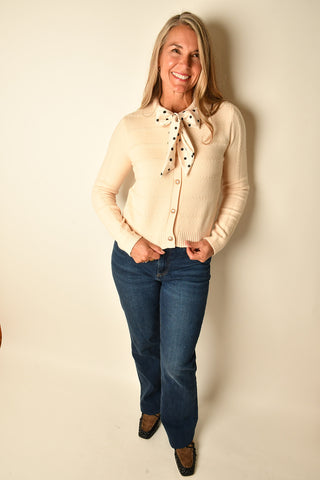 POLKA DOT NECKTIE CARDIGAN