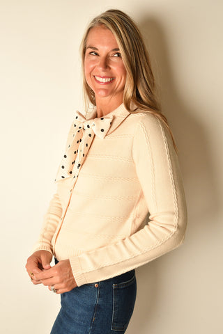 POLKA DOT NECKTIE CARDIGAN