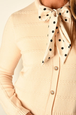 POLKA DOT NECKTIE CARDIGAN