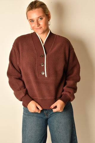 BRENNA BUTTON NECK FLEECE