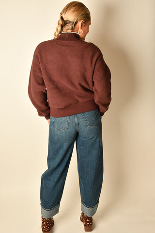 BRENNA BUTTON NECK FLEECE