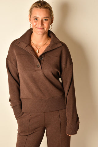 BRONYA BUTTON PLACKET SWEATSHIRT