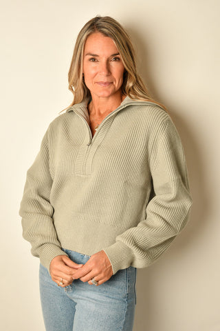 MAURA HALF ZIP RIB KNIT