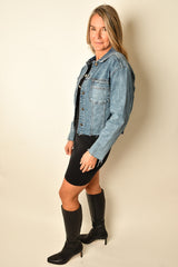 FRAYED HEM UTILITY DENIM JACKET