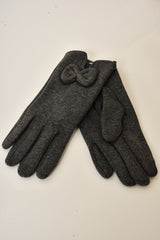 KNIT BOW CHARCOAL GLOVE