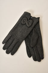 KNIT BOW CHARCOAL GLOVE