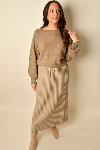 COZY TAUPE BOATNECK DOLMAN SWEATER