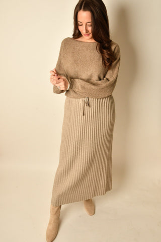 COZY TAUPE BOATNECK DOLMAN SWEATER