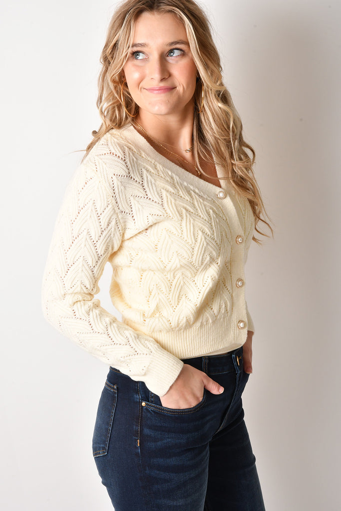 PEARL BUTTON CARDI