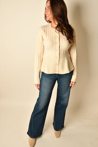 RIBBED PEPLUM SWEATER