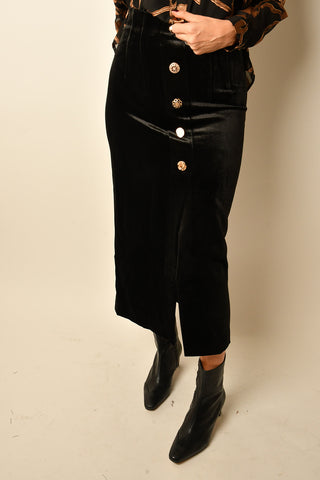 BUTTON VELVET SKIRT