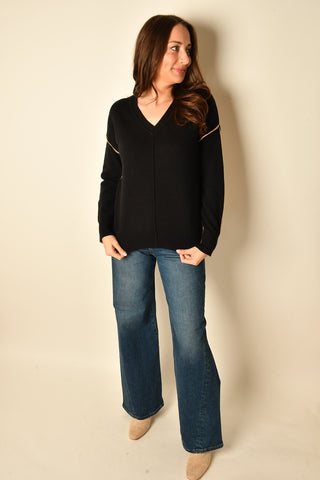 FIORE COLOR BLOCK EXPOSED SEAM SWEATER