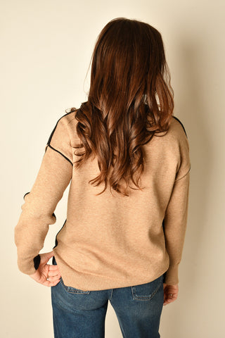 FIORE COLOR BLOCK EXPOSED SEAM SWEATER