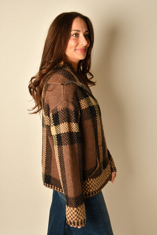 CYPRESS PLAID ZIP KNIT JACKET