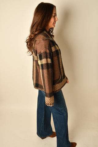 CYPRESS PLAID ZIP KNIT JACKET