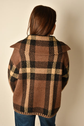 CYPRESS PLAID ZIP KNIT JACKET