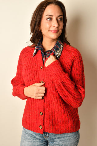 TEXT CREW NECK CARDIGAN