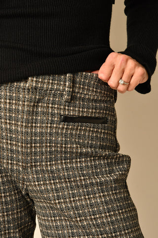MIDRISE LEATHER TRIM TROUSER