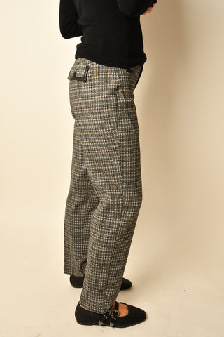 MIDRISE LEATHER TRIM TROUSER