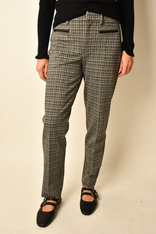 MIDRISE LEATHER TRIM TROUSER