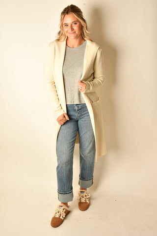 OPEN LONG HOODED CARDIGAN
