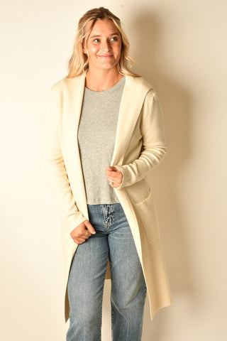 OPEN LONG HOODED CARDIGAN