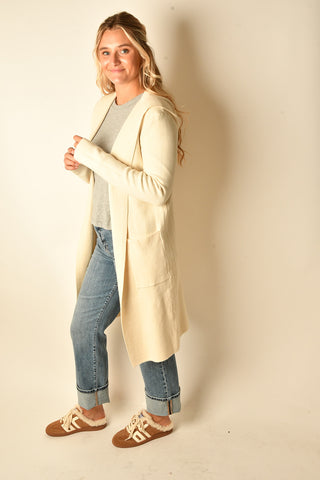 OPEN LONG HOODED CARDIGAN