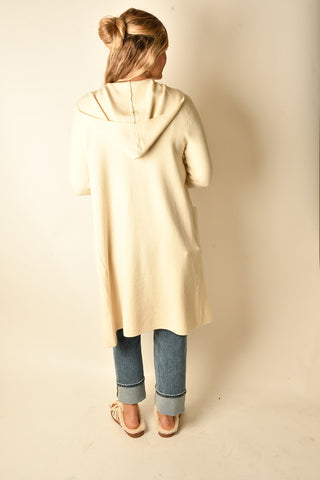 OPEN LONG HOODED CARDIGAN