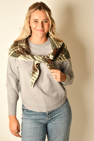 SHERPA PLAID TRIANGLE SCARF