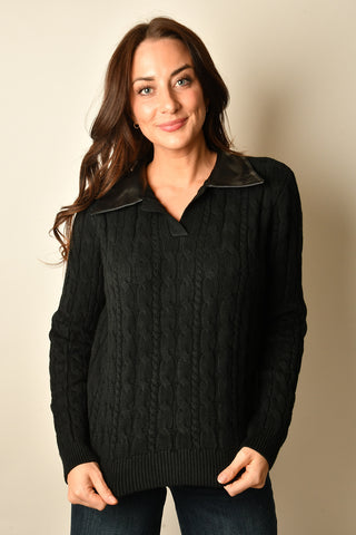 CHIARA LEATHER COLLAR SWTR