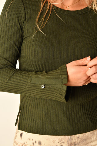 LUNA RIBBED SPLIT-SLEEVE TOP