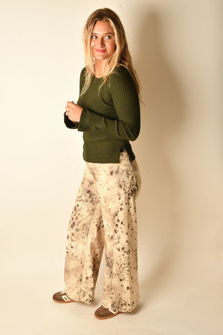 LUNA RIBBED SPLIT-SLEEVE TOP