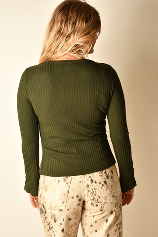 LUNA RIBBED SPLIT-SLEEVE TOP