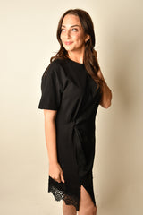 SATIN MIX T-SHIRT DRESS