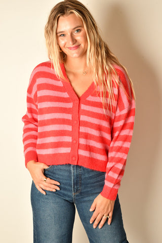 BLUSH STRIPE CARDIGAN