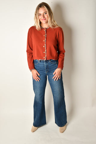 AUTUMN PLAID TRIM CARDIGAN
