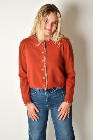 AUTUMN PLAID TRIM CARDIGAN