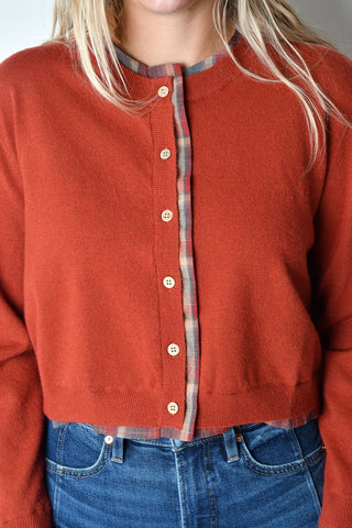 AUTUMN PLAID TRIM CARDIGAN