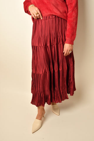 PLEATED BURGANDY SKIRT