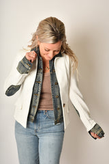 MIXED MEDIA DENIM BLAZER