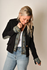 MIXED MEDIA DENIM BLAZER