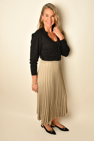 PINTUCK CROP SWEATER CARDI