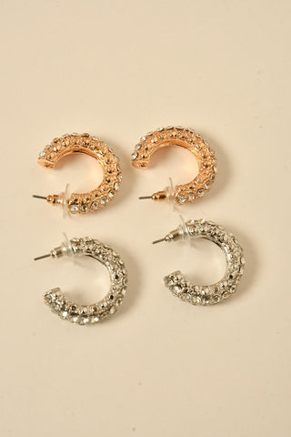 RHINESTONE HOOP EARRING