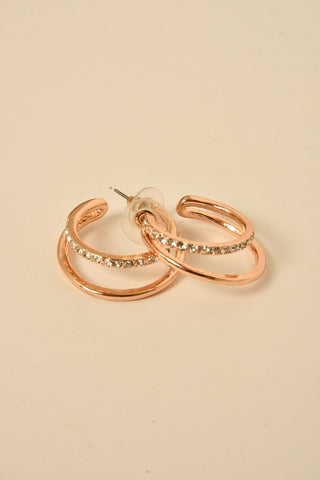 STONE DOUBLE HOOP EARRING