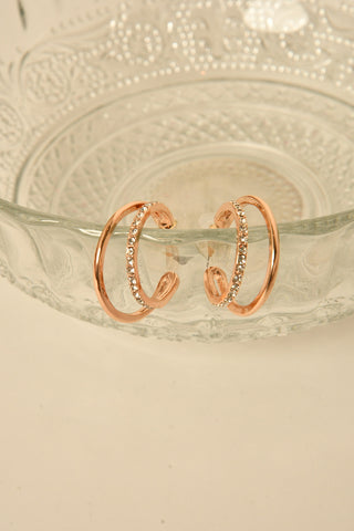 STONE DOUBLE HOOP EARRING