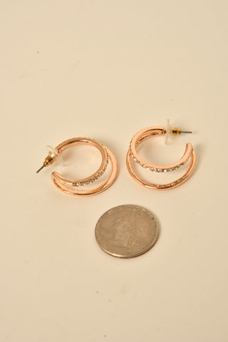 STONE DOUBLE HOOP EARRING