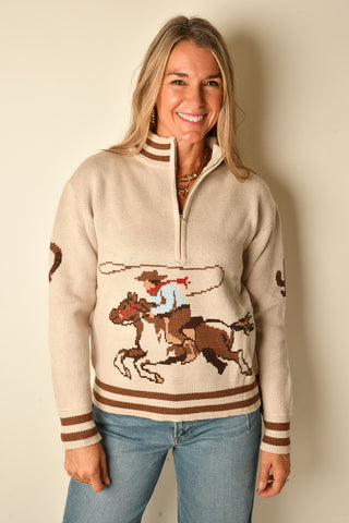 QUARTER ZIP COWBOY SWEATER